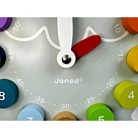 JANOD Owly Teaching/Learning Clock Time Toy w Chalkboard + Removable Number Pegs - Picture 5 of 10